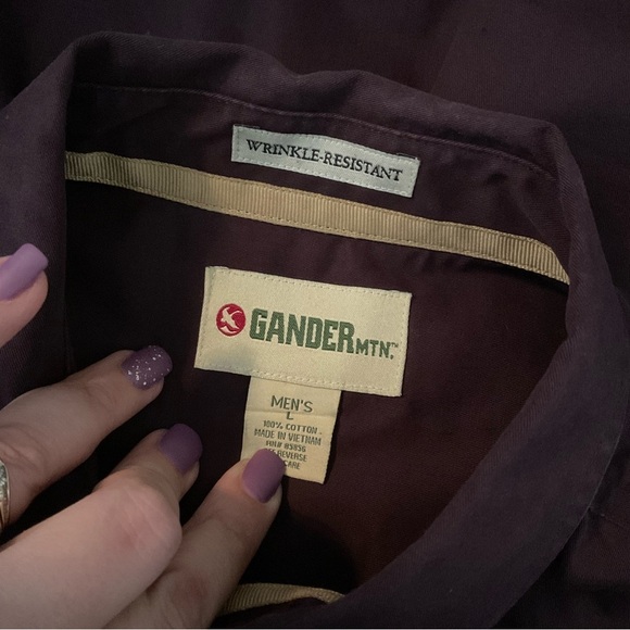 Gander MTN Men’s Eggplant Purple Button Down Shirt Wrinkle Resistant Sz Large - Picture 5 of 6